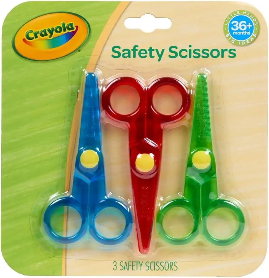 Toddler Safety Scissors 3-Pack - Plastic Training Scissors with Blunt Tip for Preschool Learning Activities - Ambidextrous Right & Left Handed Kids Craft Scissors