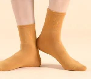 Smile Embroidered Cotton Ankle Socks