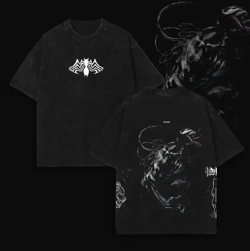 Venom "Super Go Home" Comic Double Printed Oversize Lightweight Acid Washed Tee, TV Show Graphic Tee, Gift T-Shirt For Comic Lover