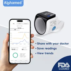 Upper Arm Blood Pressure Monitor for Home Use, Smart BP Machine with App Tracking, Large Cuff, One-Touch, Alphamed Healthcare