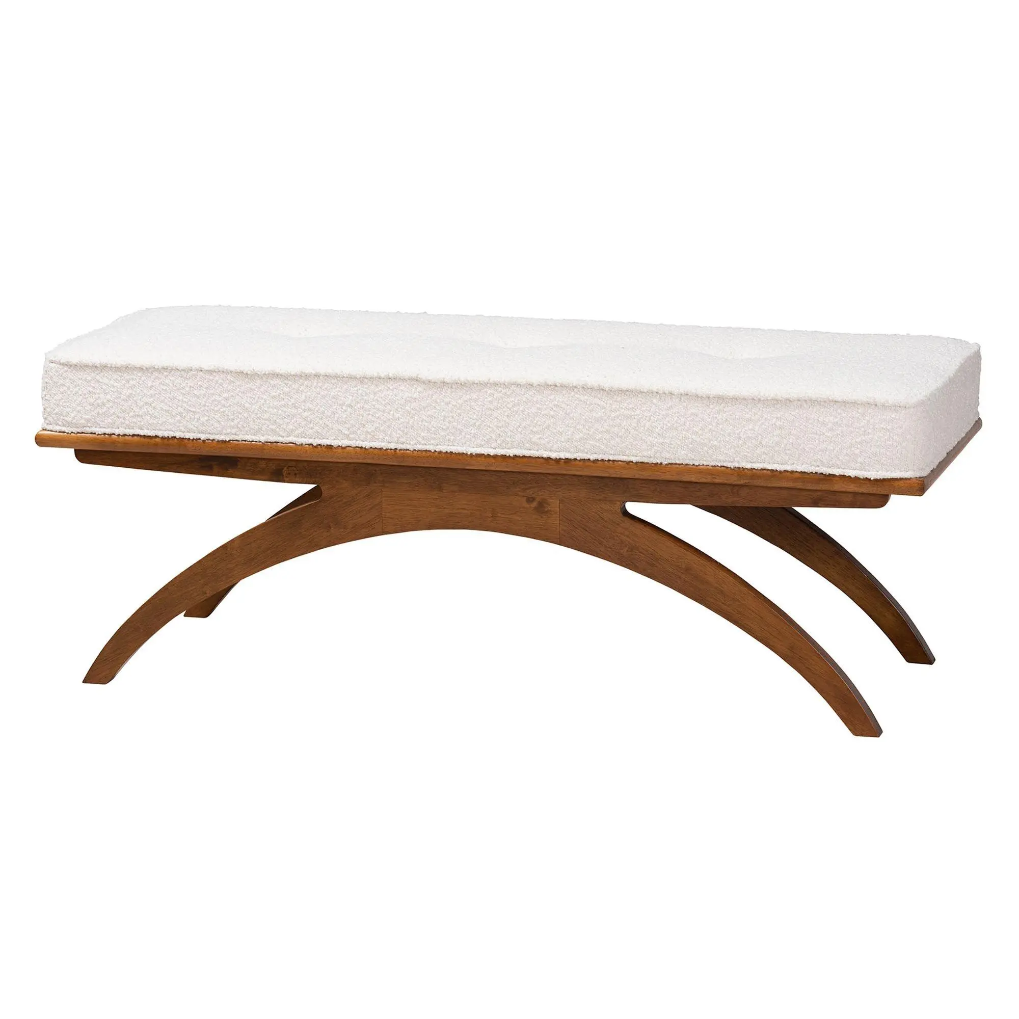Baxton Studio Orella Boucle Fabric and Wood Bench Baxton Studio Orella Boucle Fabric and Wood Bench
