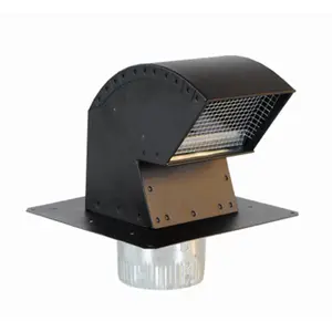 212 MAIN 4 in. R-2 Pro Powder-Coated Black Roof Vent Cap with Damper, Animal Screen and Animal Guard (Imperial Manufacturing Group 240055)