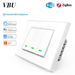 TB21 Zigbee Smart Switch 100-250V AC Smart Light Switch with Touch Panel, App Remote Control Voice Compatible with Alexa Google Home No Hub Needed Wireless Switch | White