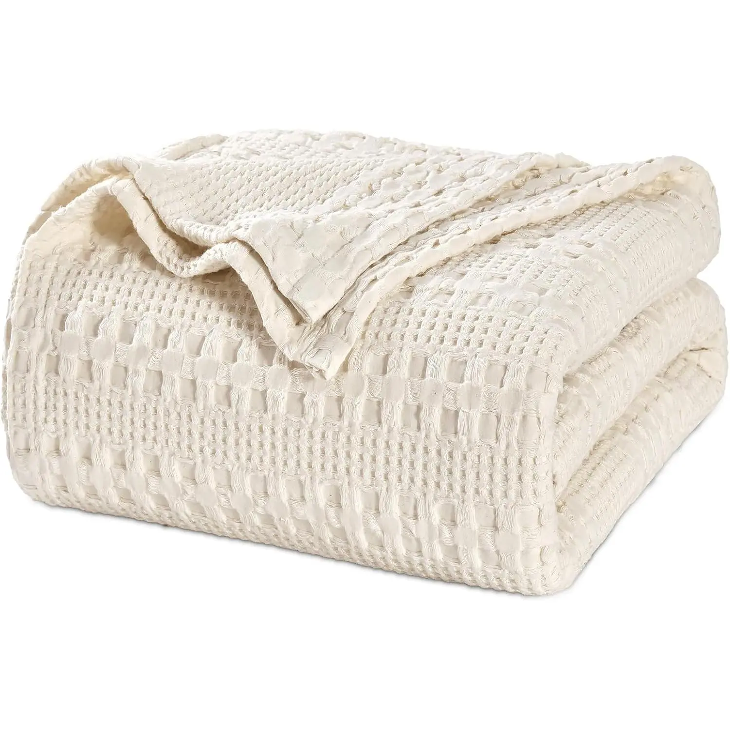 100% Cotton Lightweight Soft Bedspreads - Twin Size 66"x90" Waffle Weave, Breathable Washed Undyed Woven Blanket for Bed, Sofa