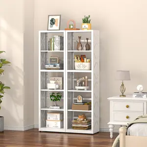 5 Tier Metal Bookshelf & Storage Rack Adjustable Shelves 16”W X Design Organizer for Kitchen Office Bedroom Stable Design