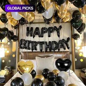 Happy Birthday Balloon Set, Balloon Garland Arch Kit Including 16-Inch Letter Balloon, Love Balloon, Heart Shaped Balloons, Latex Balloons, Party Scene Decoration Supplies #GLOBAL PICKS