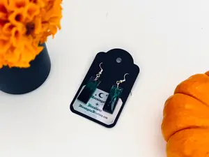 Midnight Emerald Eclipse Resin Earrings - Bold Turquoise & Black Swirls Cosmic Balance UV Resin Cured Safe for Wear
