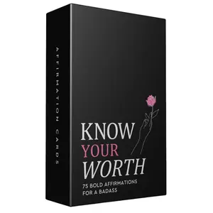 Know Your Worth Daily Affirmation Cards - 75 Bold Affirmations for Confidence & Self-Love - Portable & Simple Mindset Reset Tool
