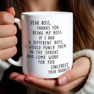 [MADE IN US] Dear boss 11oz/15oz Mug - Ceramic Coffee Cup, Drinkware Reuse Washable, Ideal for Best Friends, Coworkers