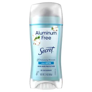Secret Aluminum Free Deodorant for Women 48hr Odor Protection Free of Parabens Dyes Talc & Baking Soda pH Balancing Minerals Dry Cotton Scent 2.4 oz