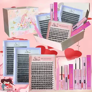 Natural Look Diy Eyelash Extensions Kit with Eyelash Tools, 3 Boxes Mixed Length Individual False Eyelashes with Glue & Glue Remover & Tweezers, Eye Makeup Enhancement Tool, Cosmetic