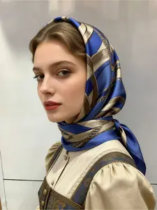 A new simple, elegant and skin-friendly square scarf, retro equestrian harness, classic soft silk scarf, portable sunscreen, multi-functional beach towel, suitable for wearing and decorating daily travel use