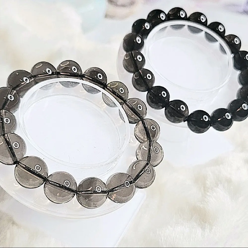 Handmade Smoky Quartz Bracelet 12-14mm Natural Gemstone for Absorb Negative Energy and Promote Health Healing Gemstone Bracelet for Anxiety and Mania