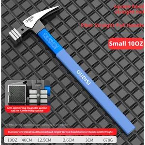 OUDISI Double V Hammer, Hand Tools with Strong Magnetic Square Claw, 403mm Insulated Handle, Double Nail Groove for Woodworking Projects