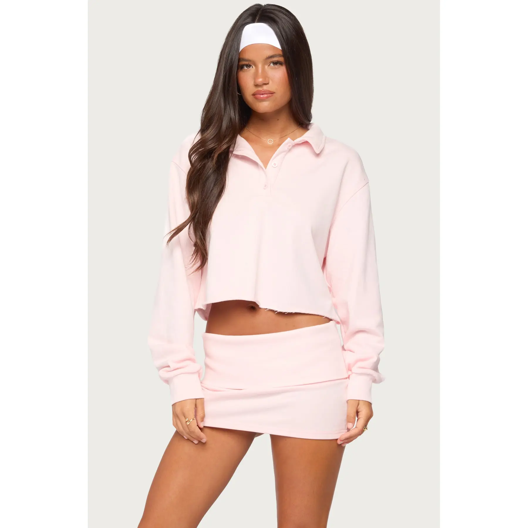 Cello Cropped Polo Sweatshirt Cello Cropped Polo Sweatshirt