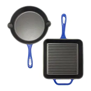 BergHOFF 2-Piece Enamel on Cast Iron 10" Fry & Grill Pan Set