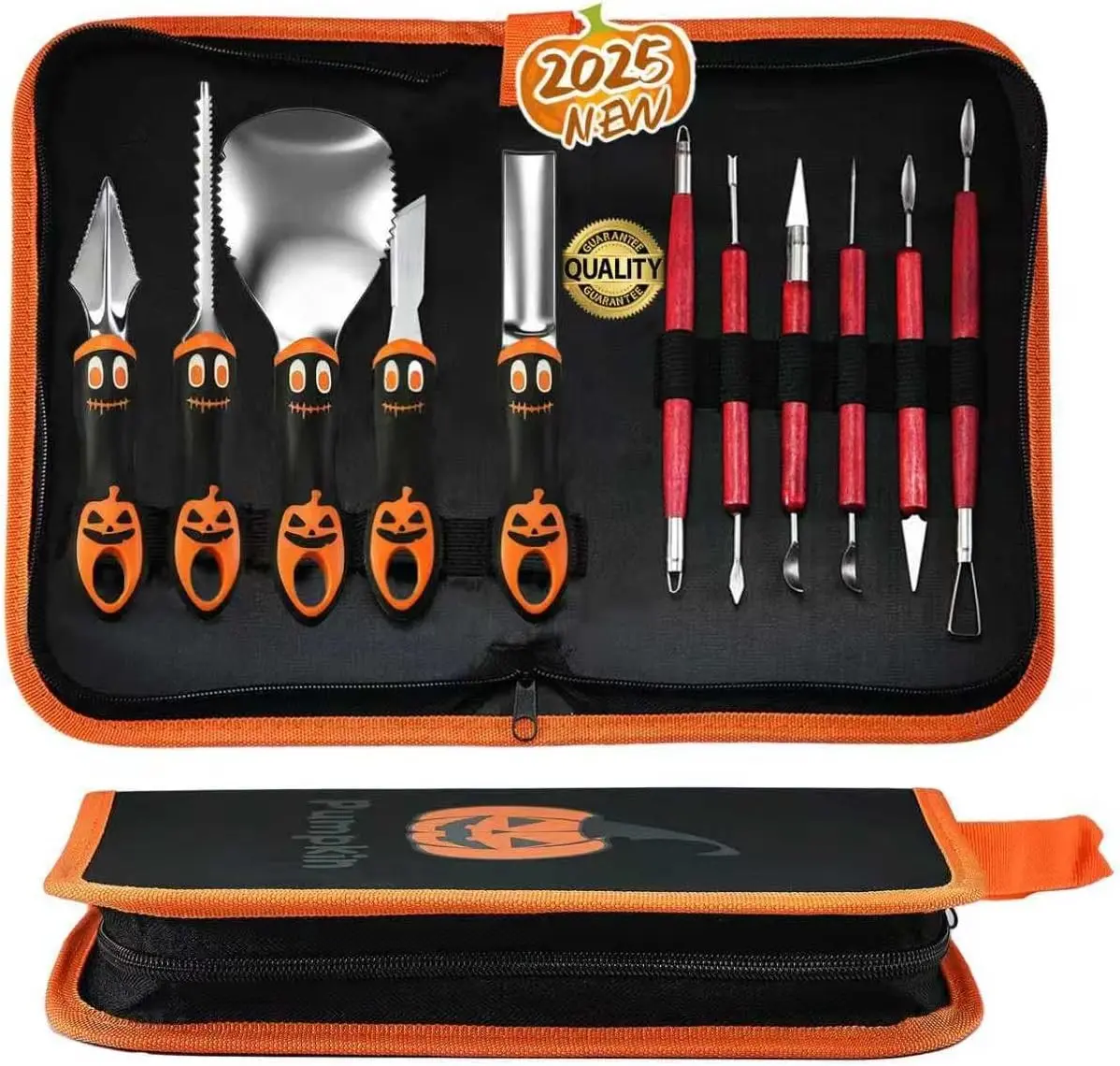 Halloween Pumpkin Carving Kit Tools, 11 Pcs Professional Heavy Duty Carving Set, Stainless Steel Double-side Sculpting Tool Carving Kit for Halloween Decoration and Gifts