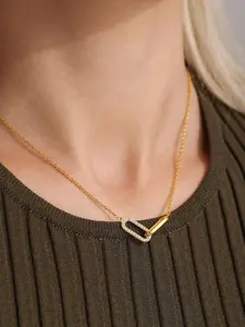 Double Oval Necklace Interlocking Rings, Rhinestone Pendant, Luxury High-End Style, New Arrival