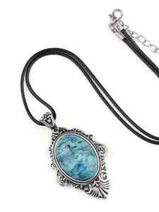 Artificial Natural Gemstone Pendant Necklace for Women, Vintage Mirror Style Vampire Castle Wind, Fashion Jewelry Accessory