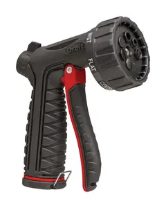 Orbit Irrigation 7803471 7 Pattern Metal Hose Nozzle, Black & Red, Trigger Lock, Adjust Flow