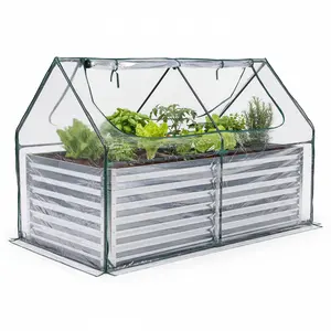 Raised Garden Bed with Waterproof Clear Cover, Cold-Resistant Outdoor Planter Box with Roll-Up Windows for Vegetables, Herbs & Flowers, 6×3×2 FT