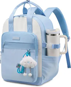 LOVEVOOK School Backpacks for Teen Girls Fits 15.6" Laptop, Lightweight Middle High School Bookbag with Large Bottle Holder for Kids, 30L Cute College Backpacks for Students Back to Schools,Blue
