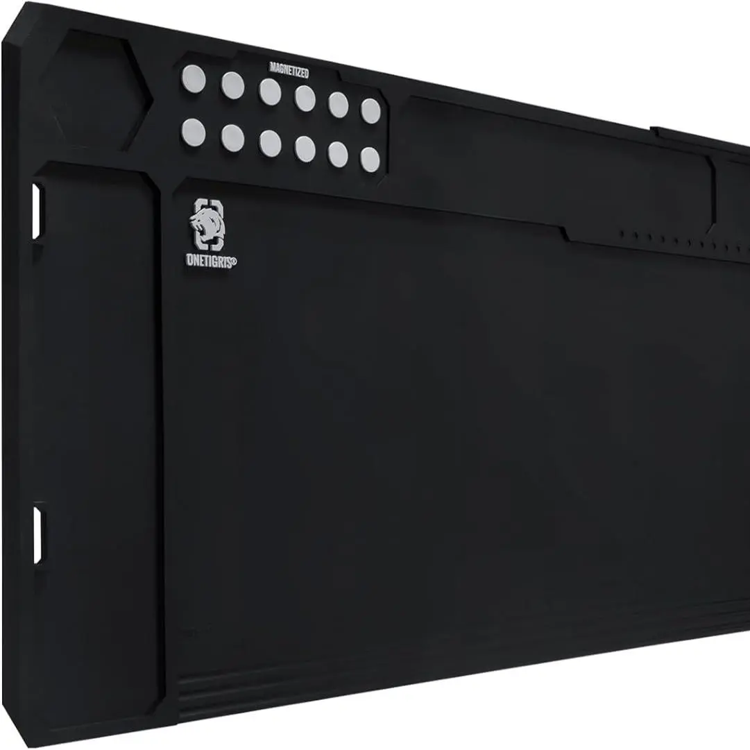 OneTigris Version 2.0 Cleaning Mat - Wallhang Ready, 10 Magnet Spots Keep Parts, 2 Holes for Wall Hanging, Non-Slip, Oil Resistant, Wipes Clean with Cloth or Napkins - Sizes: 16.5"x10.4", 35.5"x11.9", 48"x16" (Father's Day Gift Option), 2 Holes Let You Ha