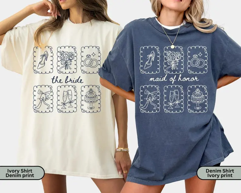 Comfort Colors Bridal Party T-Shirt, Bride Bridesmaid Shirt, Getting Ready Outfit, Personalized Maid of Honor Tee, Bridesmaid Proposal Gift, Cute Bow Tee