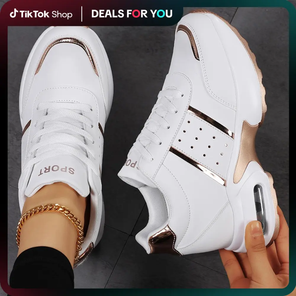 Women's Casual Knit Platform Athletic Trainer, Height Increasing Wedge Footwear with Air Cushion and Arch Support, Anti-Slip Sole Casual Trainers, Chunky Sole Casual Trainers