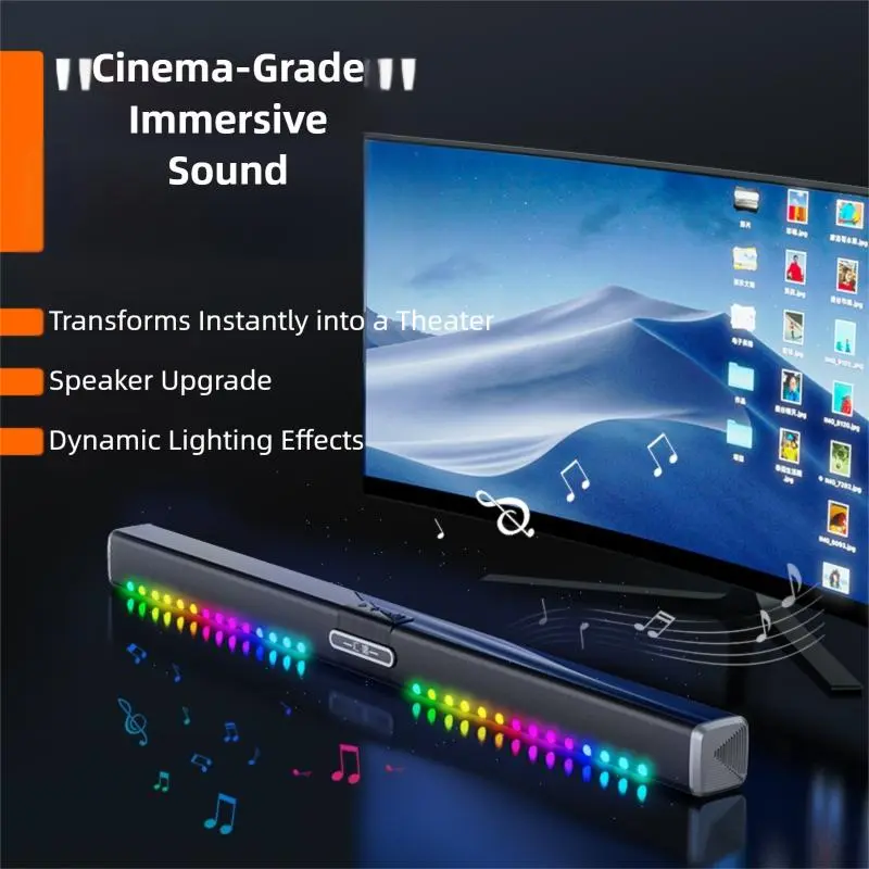 HUICHANG H008 Slim Fit Soundbar, 10 Bass Speakers, 34.6in Piano Black, Wireless Bluetooth 5.3, 9D Deep Bass, TWS Stereo, Colorful LED Lights, AUX/USB/Coaxial Inputs, Surround Sound, Peak Power, for Home Theater Watch Party, Manufacturer Warranty