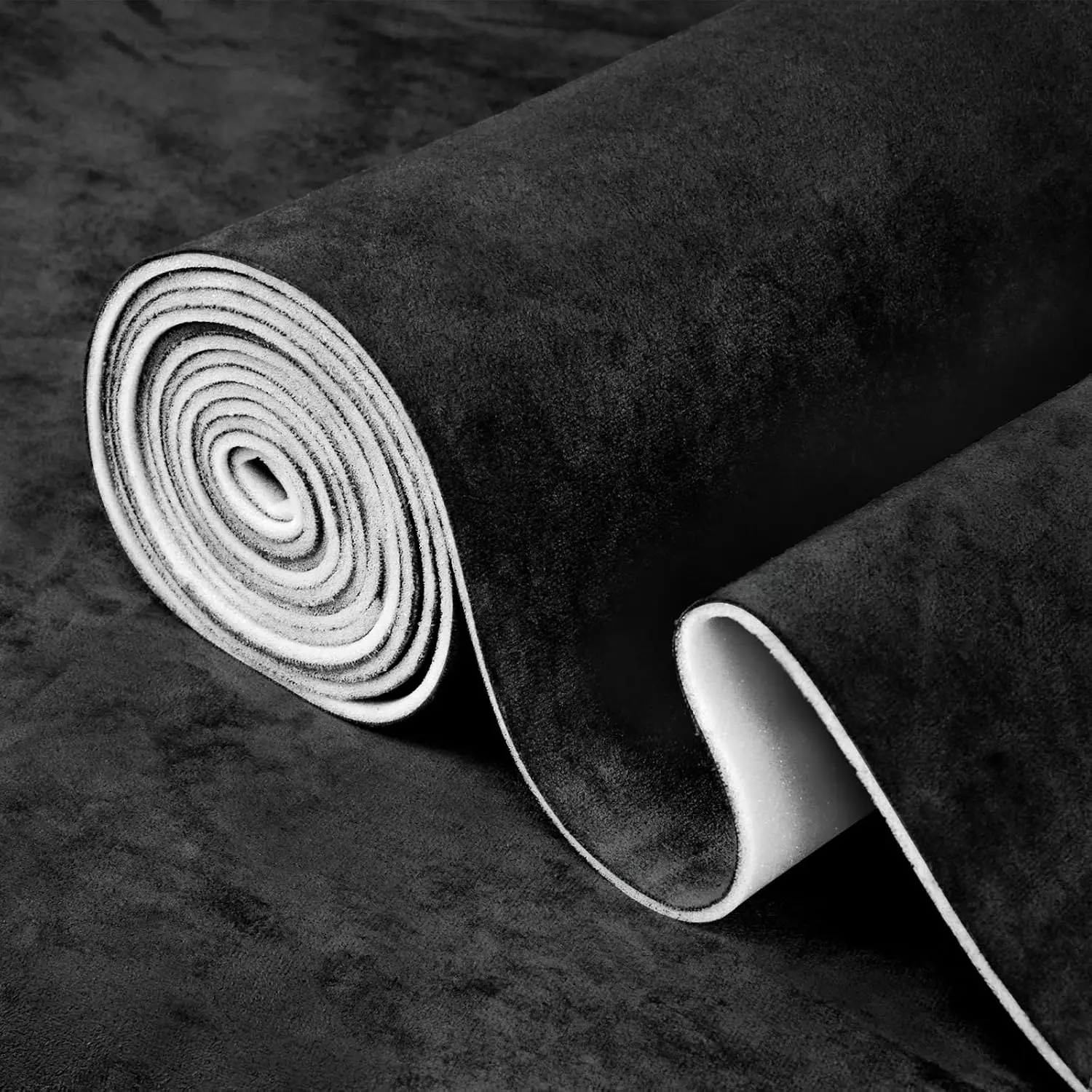 99" L×60" W Suede Headliner Fabric,Black Car Headliner Material, Suede Wrap Car Interior, Auto Head Liner Stretch Film Fabric for Car and Home Decorate , Foam Backed Automotive Headliner Fabric