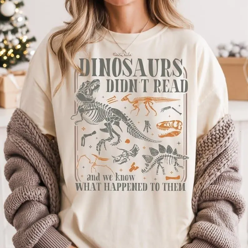 Gildan Unisex Short Sleeves 100% Cotton Classic Fit Dinosaur Graphic T-Shirt - Basic, Preppy Cute, Casual, Fitted, All Seasons, Christmas, Childrens Day, for Book Lovers, True to Size, Graphic Tee Addict, True Size Run, Funny Print