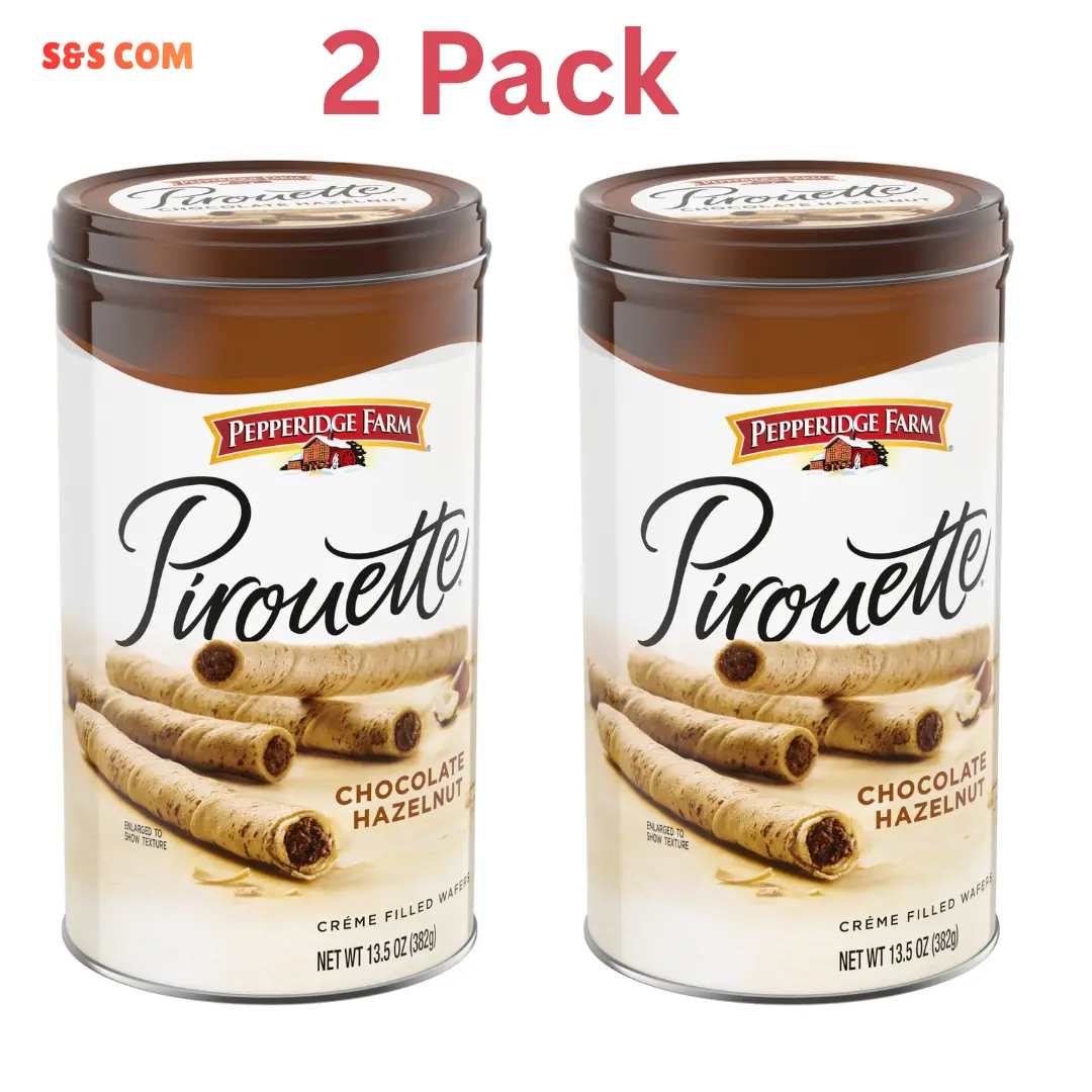 (2 Pack) Pirouette Cookies, Chocolate Hazelnut Créme Filled Wafers, 13.5 oz Tin (2 Pack) Pirouette Cookies, Chocolate Hazelnut Créme Filled Wafers, 13.5 oz Tin