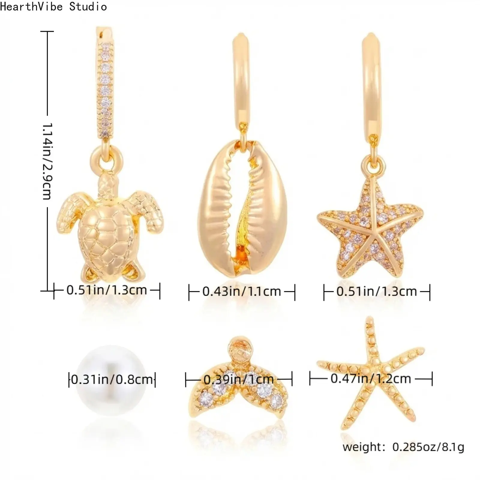 Ocean stud earrings KC Gold