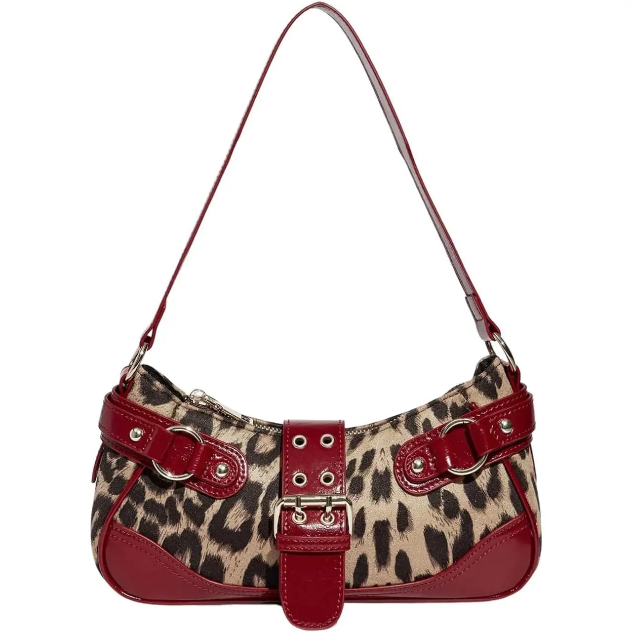 Women's Leopard Print Patchwork PU Leather Shoulder Bag, For Commute And Casual Use, Fall Winter Fashionable Cheetah Print Purse For Women, New Fall Winter Tiger Print Bag For Women