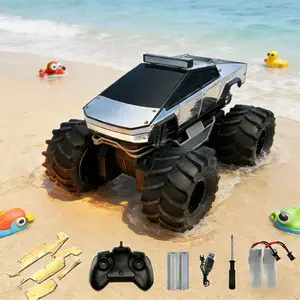 1:18 Amphibious  Truck Toys RC Cars,2.4GHz Monster Waterproof Cyber RC Trucks: 4WD All-Terrain Off-Road Monster Pickup with 2 Batteries