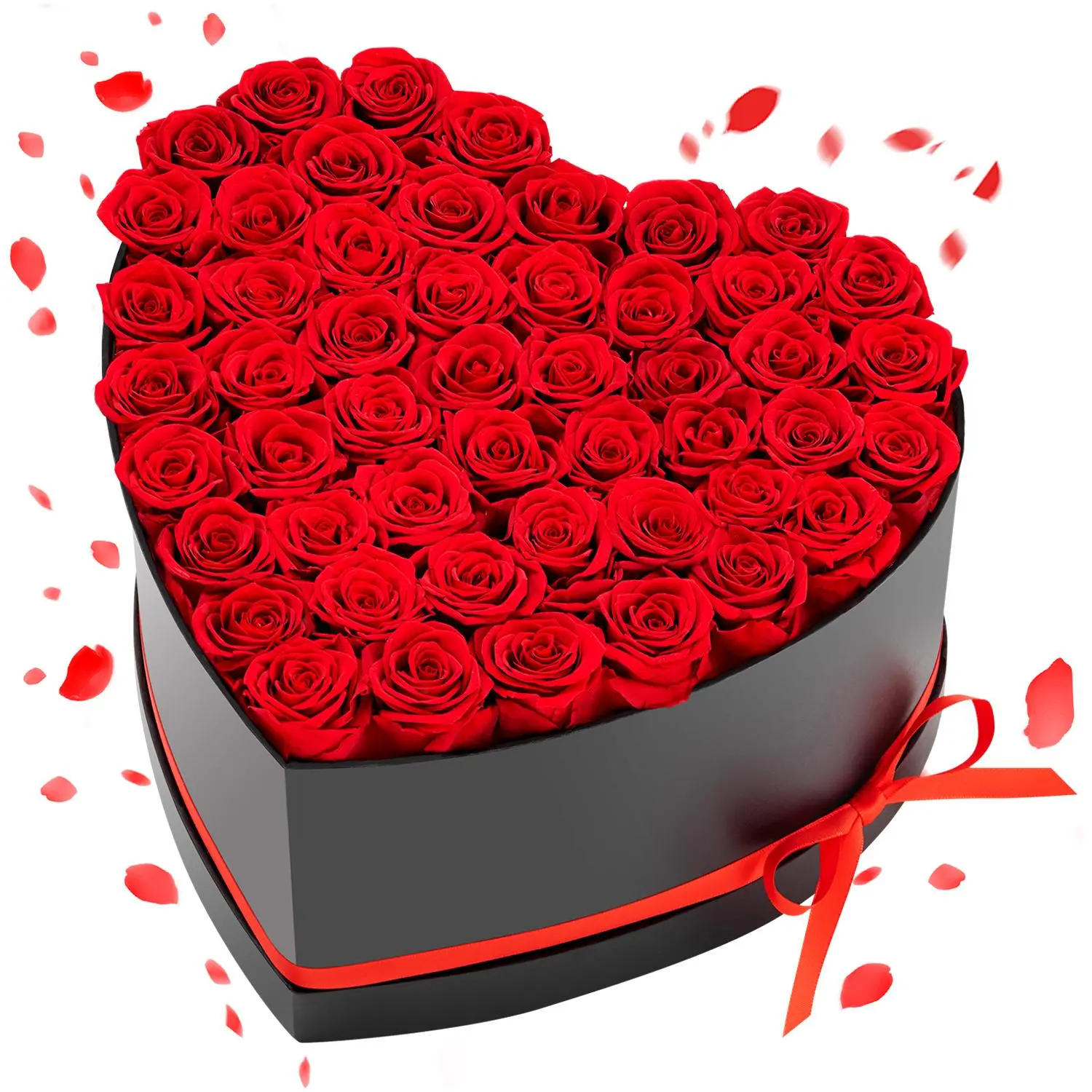 【FathersDayGift】VEVOR Forever Flowers, 50 Preserved Roses in a Heart Shape Box, Eternal Flowers Immortal Bouquet Birthday Present for Delivery Prime Women Her Wife Mothers, Anniversary, Valentine's Day,Christmas, Red
