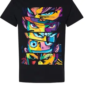 Mens Shortsleeve Black Anime Vision  Tshirt