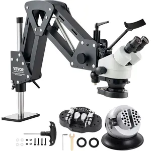 fathersdaygift  VEVOR Multi-Directional Microscope with Spring Bracket, 7X-45X Magnification Jewelry Microscope, Micro Jewelry Inlaid Stand with Integrated USB Ring LED Light and 360 Ball Vise, for Jewelry Inlay