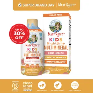 MaryRuth's Kids Liquid Nighttime Multimineral - Bone Health - Immune Health - Bedtime Supplement - Magnesium - Vegan - Sugar Free - 30-180 Servings