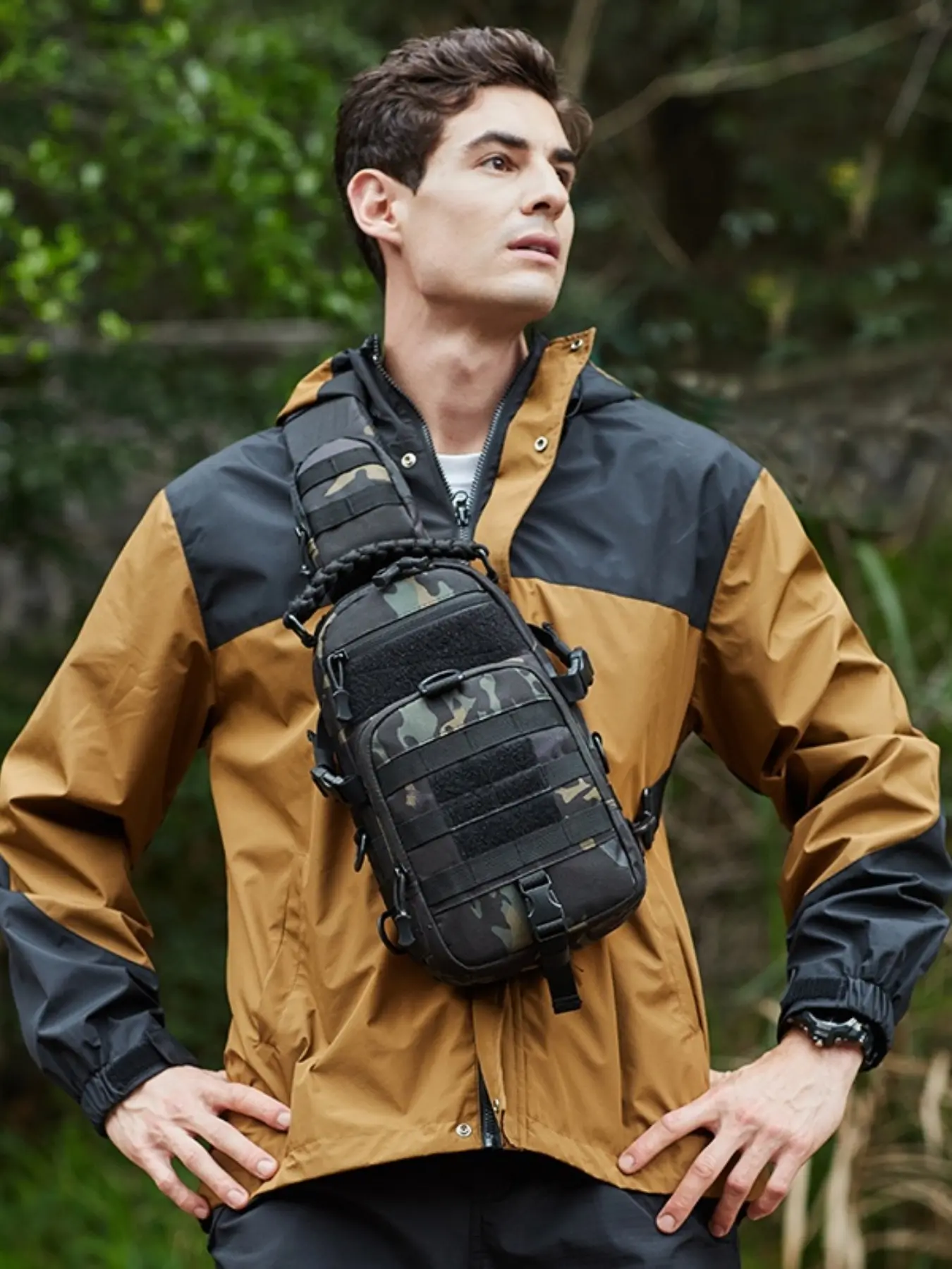 Men's Tactical Chest Bag Waterproof Fishing Backpack, Durable Molle Bag, Multi-Functional Shoulder Crossbody Bag, Multifunctional Crossbody, Cross Body Bags for Outdoor Sports & Military Use Travel Chest Bag