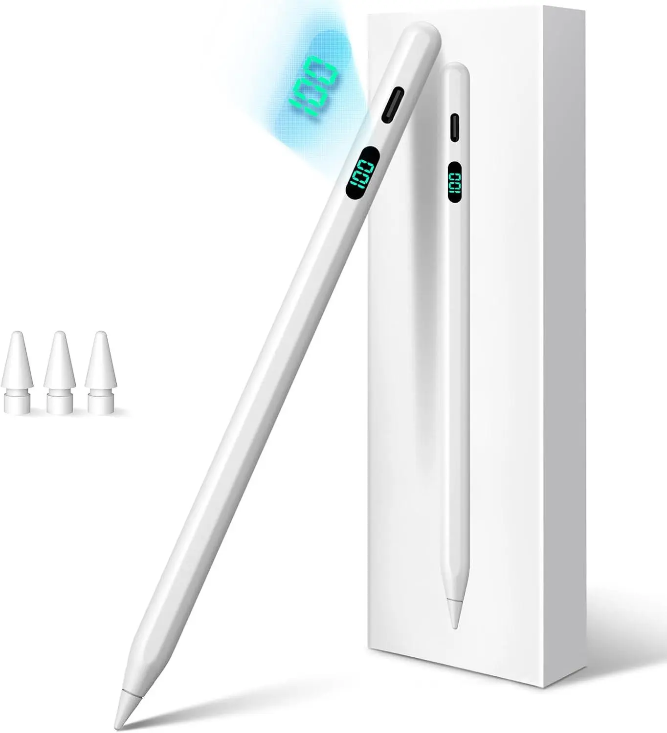 Stylus Pen - LED Power Display, Fast Charging Tablet Accessories, Touch Screen Pen with Palm Rejection, Tilt Function for iPad 11/10/9/8/7/6th, Pro 12.9"/11"/M4, Air 5/4/3/M4/M2, Mini 7/6/5 BackToSchool
