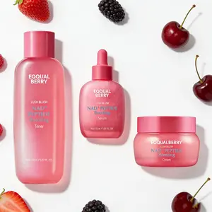 EQQUALBERRY 3pcs NAD+ Peptide set includes serum, cream & toner. This Korean anti‑aging routine firms skin, smooths wrinkles, and boosts glow with 5 ceramides & vegan collagen for a radiant, youthful look.
