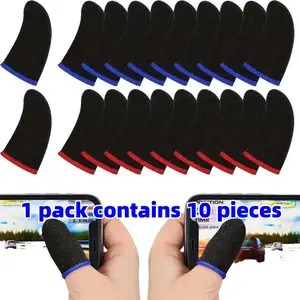 10 Pcs Gaming Finger Gloves, High Sensitivity Sweat-Proof Touchscreen Thumb Gloves, 24 Needles Super Conductive Fiber, Pubg Mobile Game Accessories