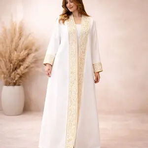 Bisht with arabic letters -Ramadan collection- women-free size Abaya Dress Set Round Neck Abayas