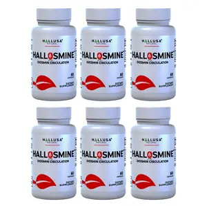 HALLUSA NATURAL Hallosmine x 360 Cap Advanced Vein & Circulation Support Diosmin Powder 300 mg for Swelling & Leg Fatigue 360 Capsules Bulk Pack Non-GMO Gluten-Free Dietary Supplement - Healthcare