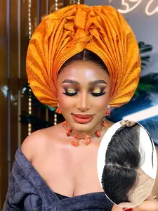 Luxurious 13*4 Full Lace Hairpieces Human Hair Half Wig, 10 Inch Glueless Lace Frontal Pre Cut Hairline with Braided for Turban, Natural Fluffy Hair Half Wigs for Women, Lace Braiding Wig