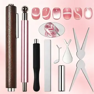 8Pcs Double-ended French Cat Eye Magnet, Mini Wand Cigar Nail Art Magnetic Tool