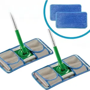 Reusable Microfiber Mop Replacement Pad, 2 Counts/set Washable & Durable Floor Mop Cloth, High Absorbency for Wet & Dry Cleaning, Microfiber Mop Pads