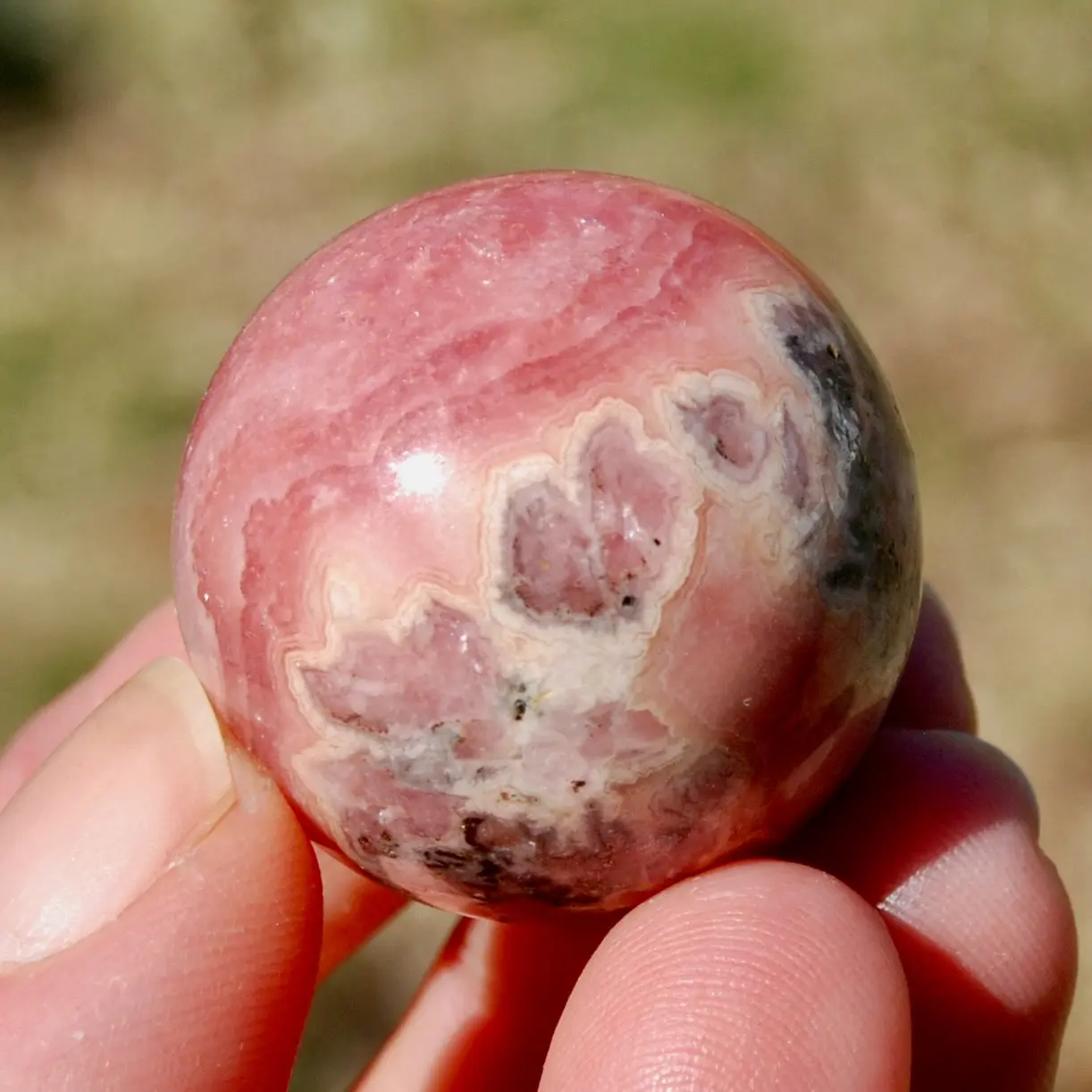 29mm Rhodochrosite Crystal Sphere 45g, Argentina
